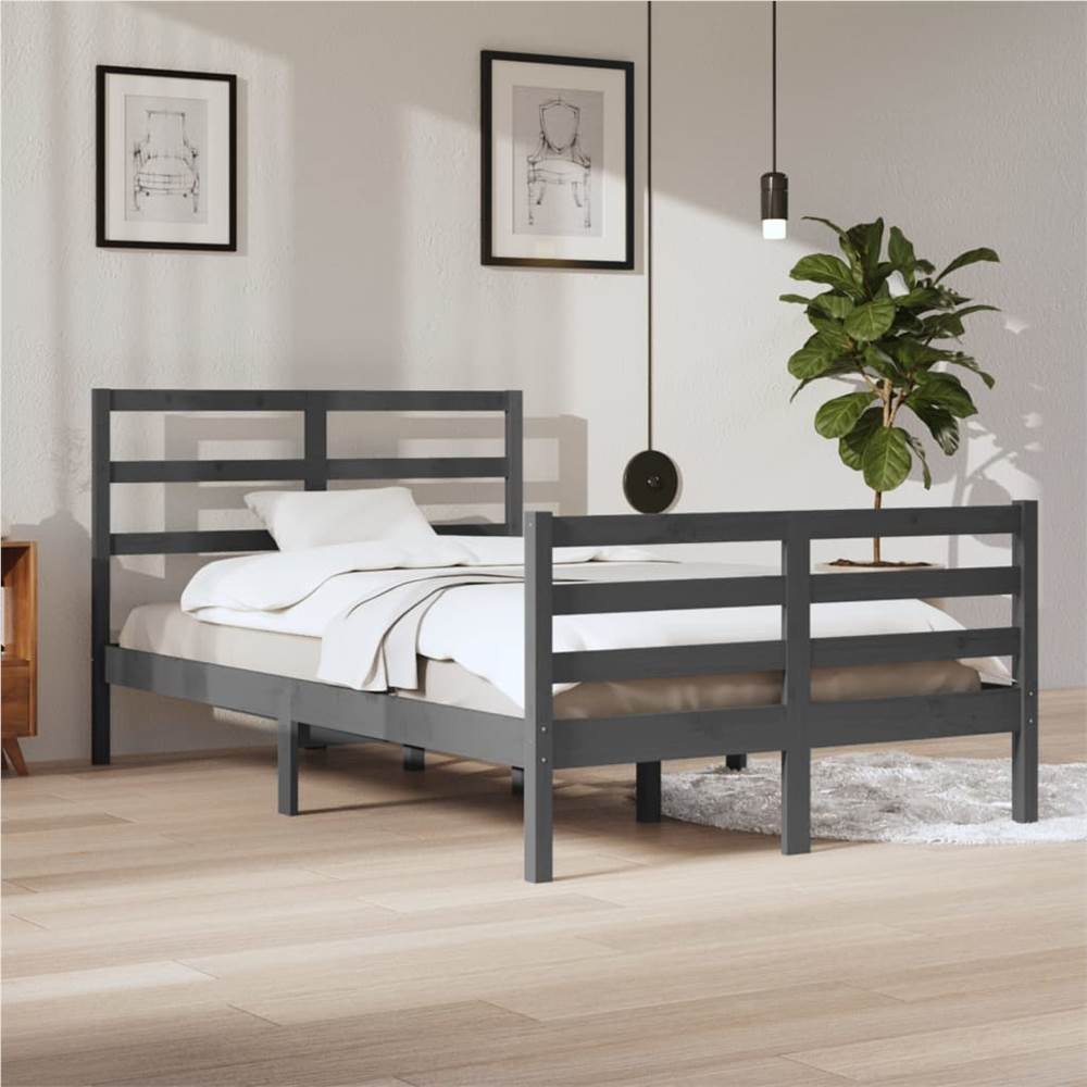 

Bed Frame Grey Solid Wood Pine 120x200 cm
