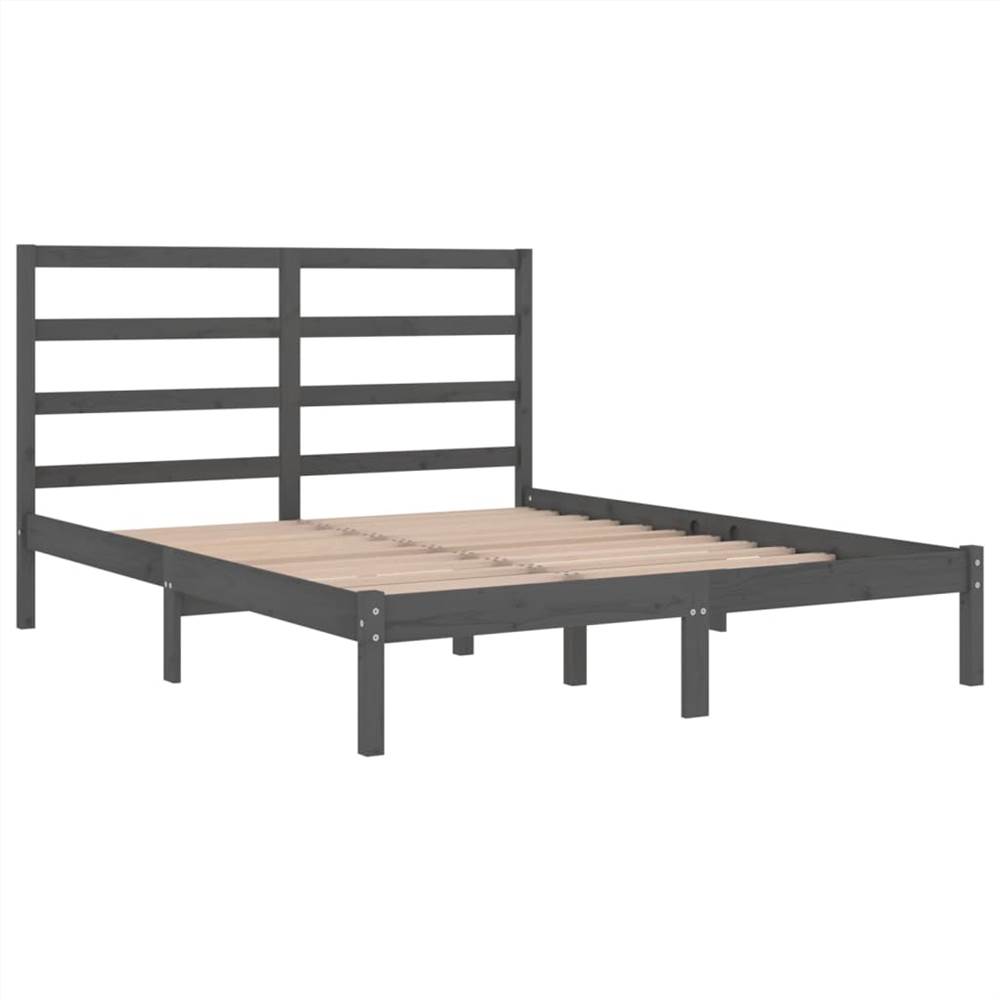 Bed Frame Grey Solid Wood Pine 140x190 Cm 9 Bed Frame Grey Solid Wood Pine 140x190 cm