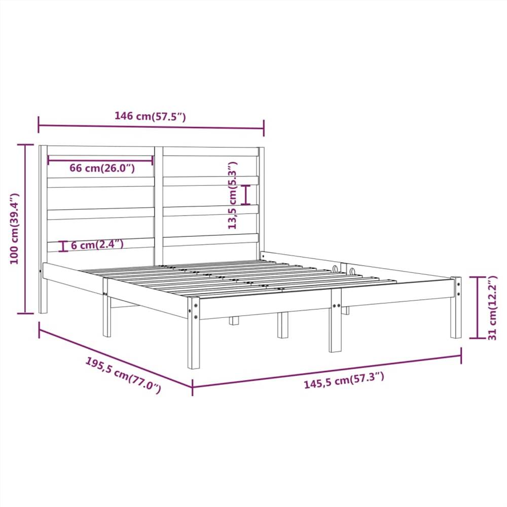 Bed Frame Grey Solid Wood Pine 140x190 cm