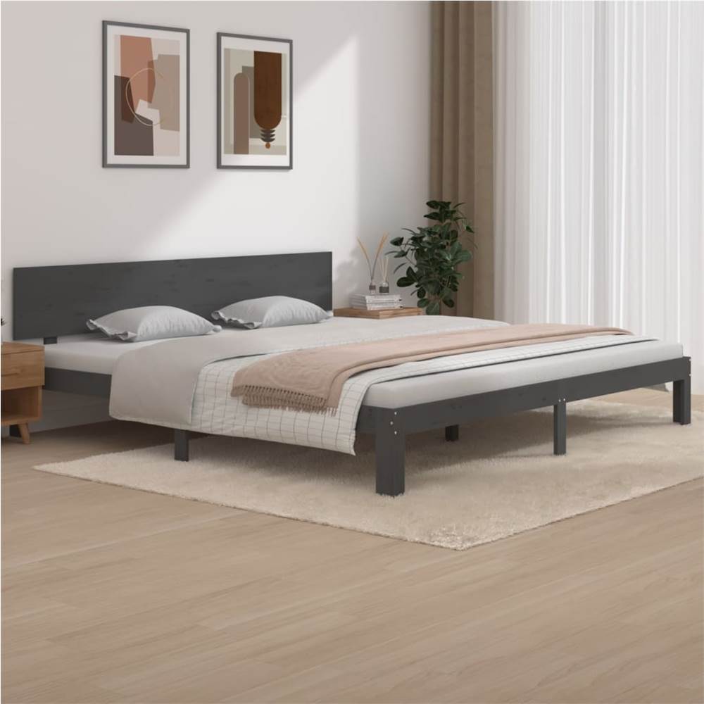 

Bed Frame Grey Solid Wood Pine 200x200 cm