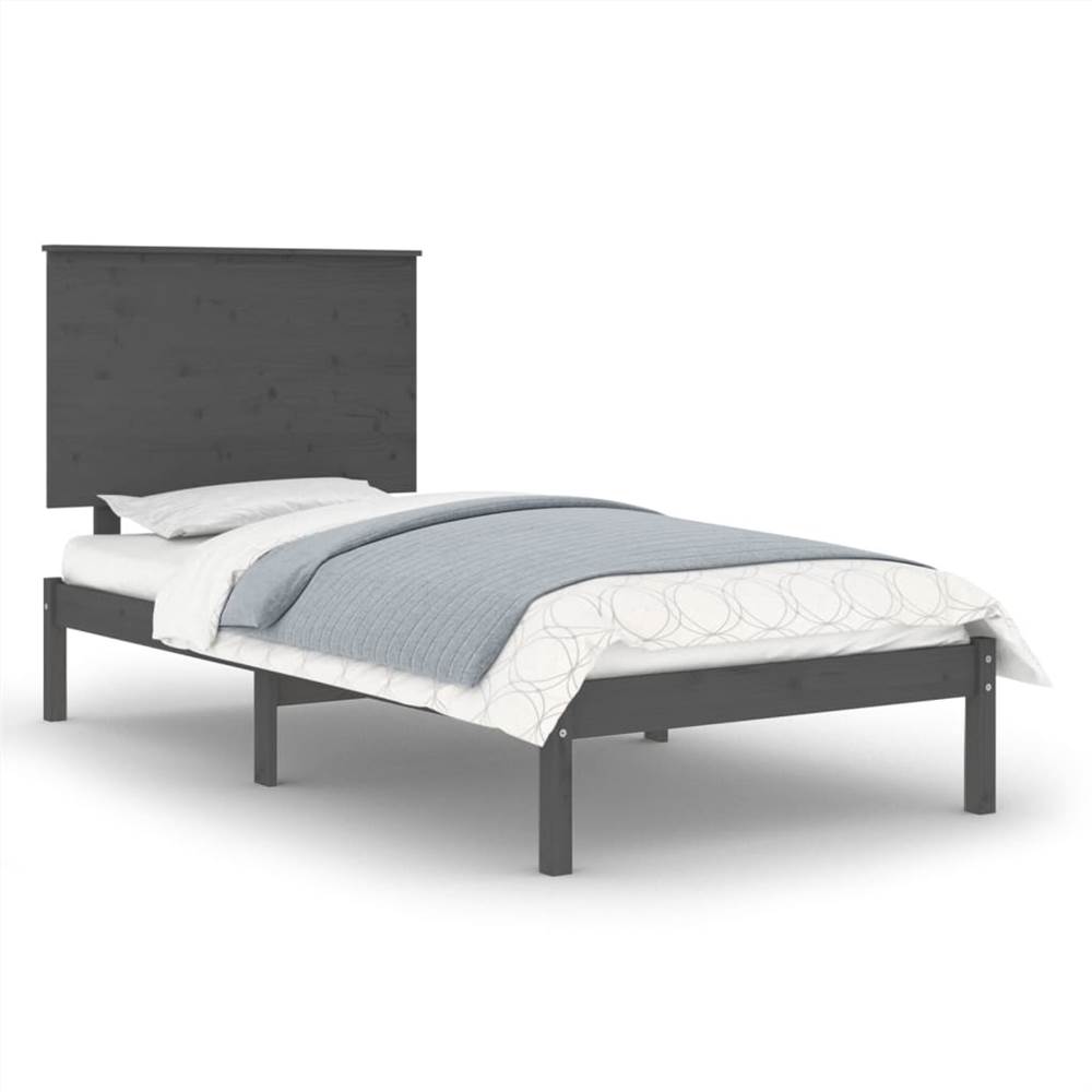 Bed Frame Grey Solid Wood Pine 90x200 cm