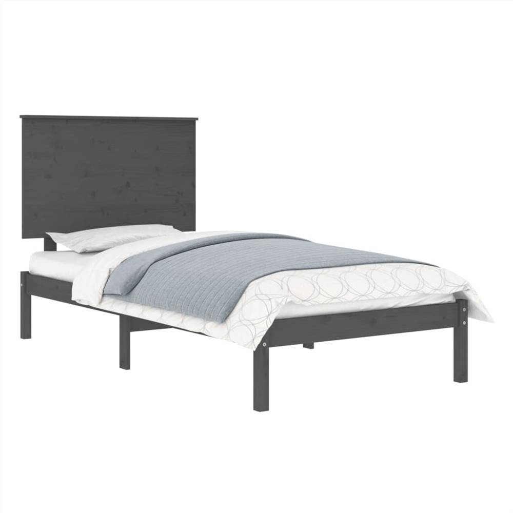 Bed Frame Grey Solid Wood Pine 90x200 cm