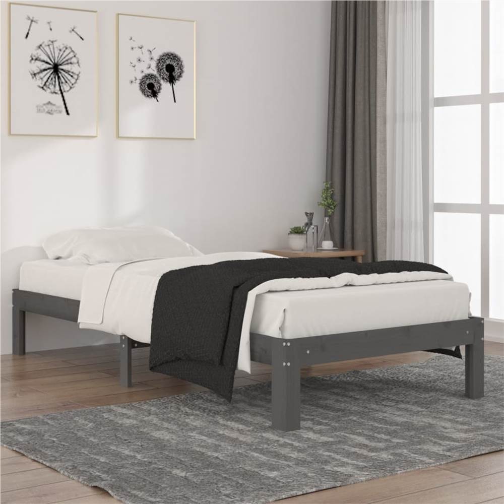 

Bed Frame Grey Solid Wood Pine 90x200 cm