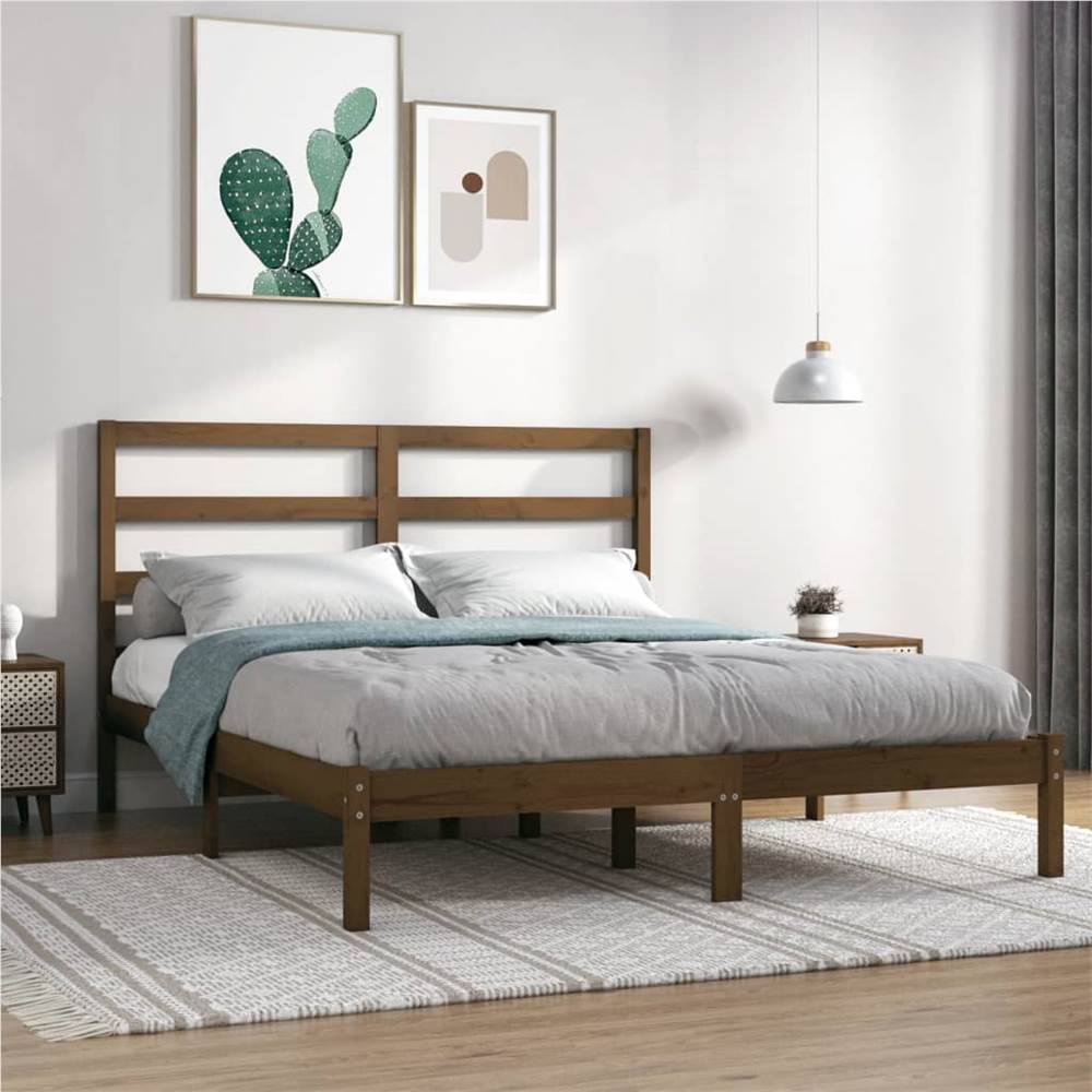 

Bed Frame Honey Brown Solid Wood 120x190 cm 4FT Small Double