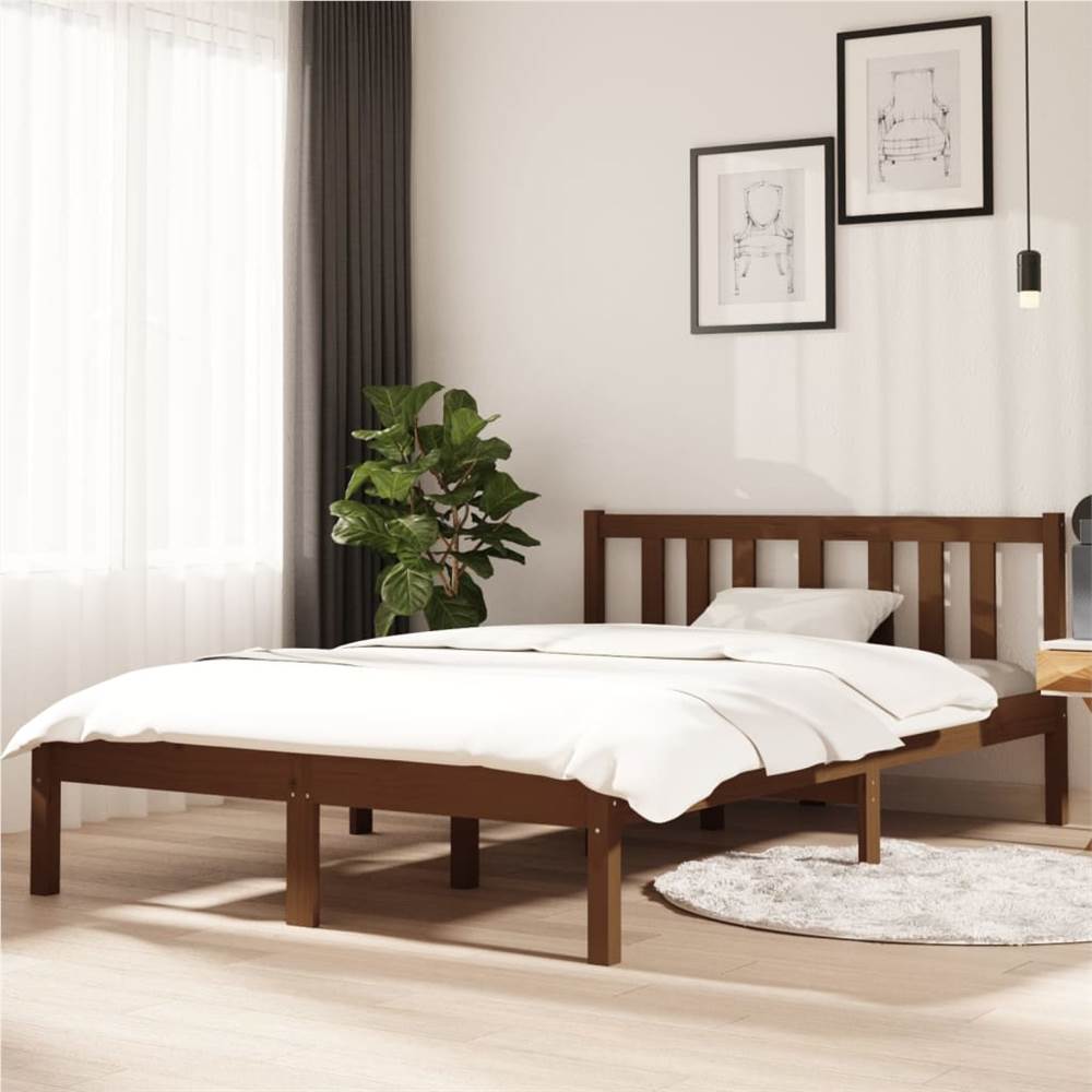 

Bed Frame Honey Brown Solid Wood 120x190 cm 4FT Small Double