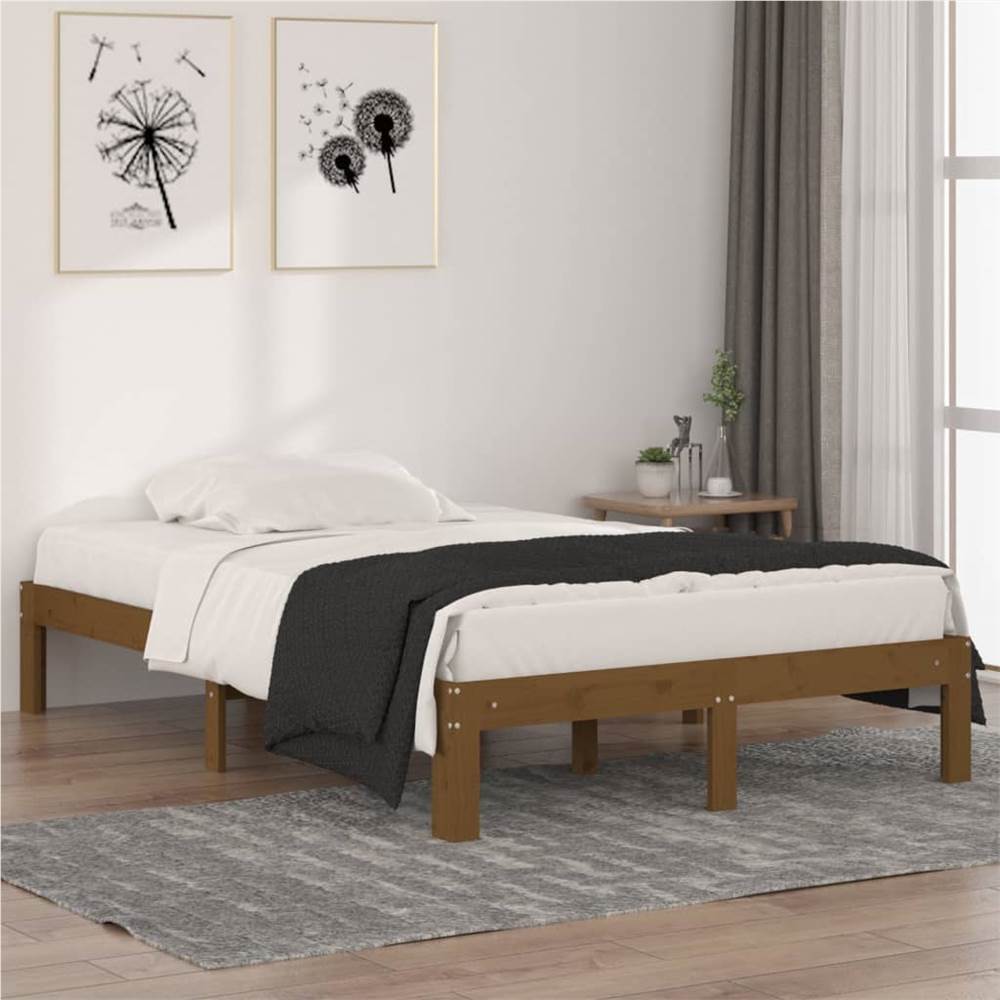 

Bed Frame Honey Brown Solid Wood 120x200 cm 4FT Small Double