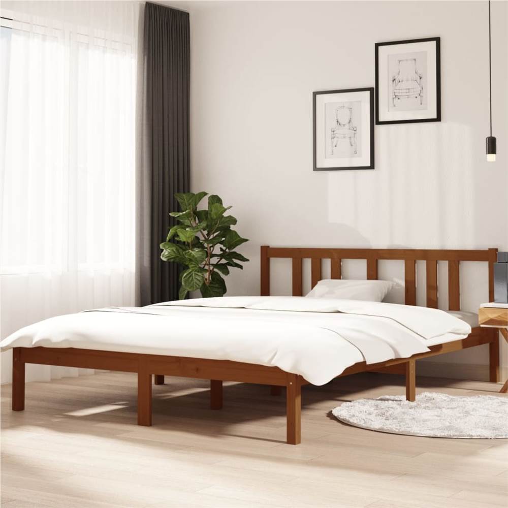 

Bed Frame Honey Brown Solid Wood 140x200 cm