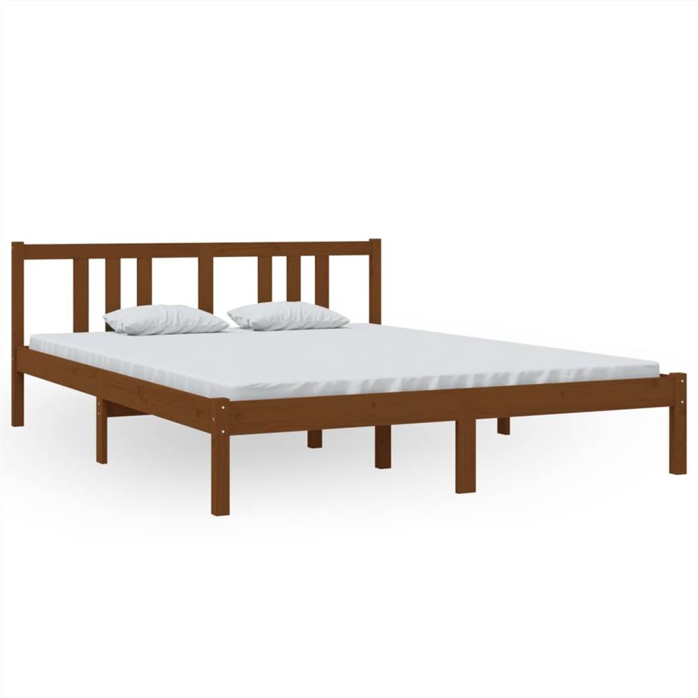Bed Frame Honey Brown Solid Wood 150x200 Cm 5FT King Size 7 Bed Frame Honey Brown Solid Wood 150x200 cm 5FT King Size