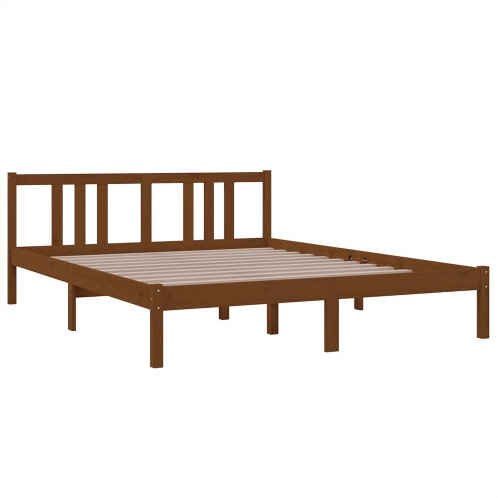 Bed Frame Honey Brown Solid Wood 150x200 Cm 5FT King Size 8 Bed Frame Honey Brown Solid Wood 150x200 cm 5FT King Size