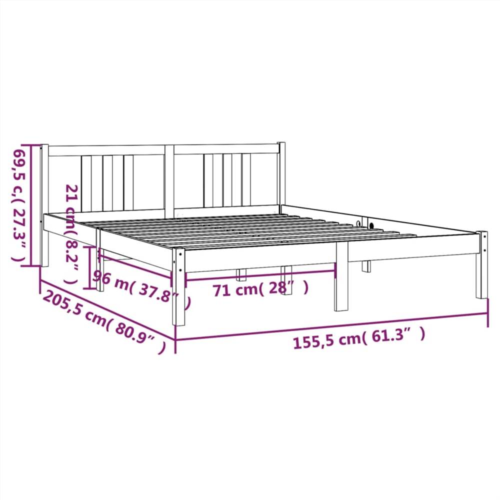 Bed Frame Honey Brown Solid Wood 150x200 cm 5FT King Size