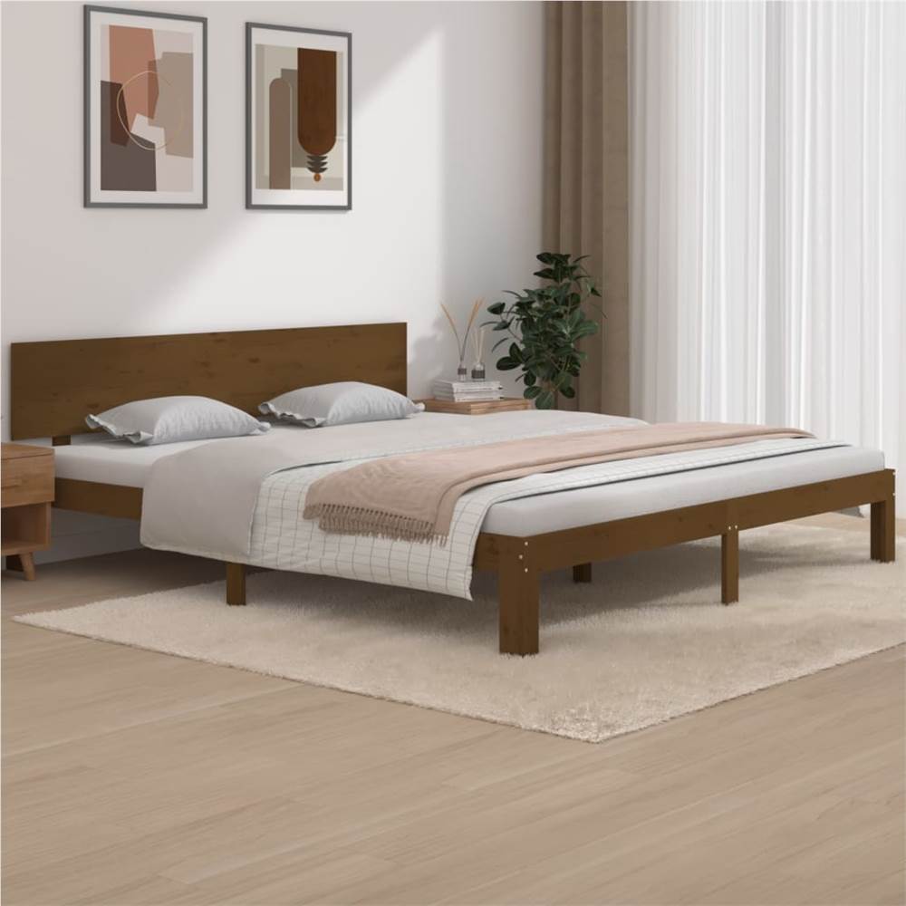 

Bed Frame Honey Brown Solid Wood 180x200 cm 6FT Super King