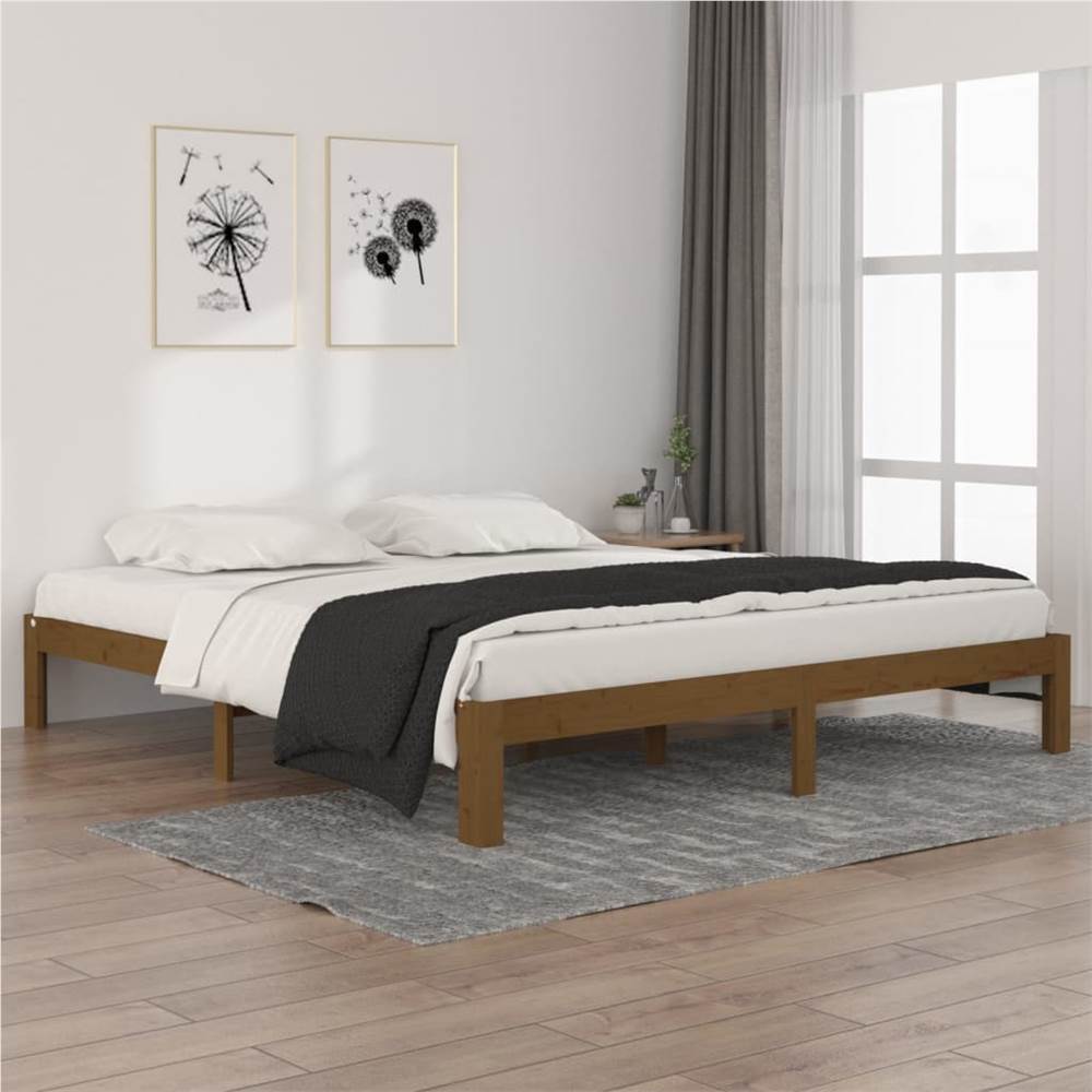 

Bed Frame Honey Brown Solid Wood 180x200 cm 6FT Super King