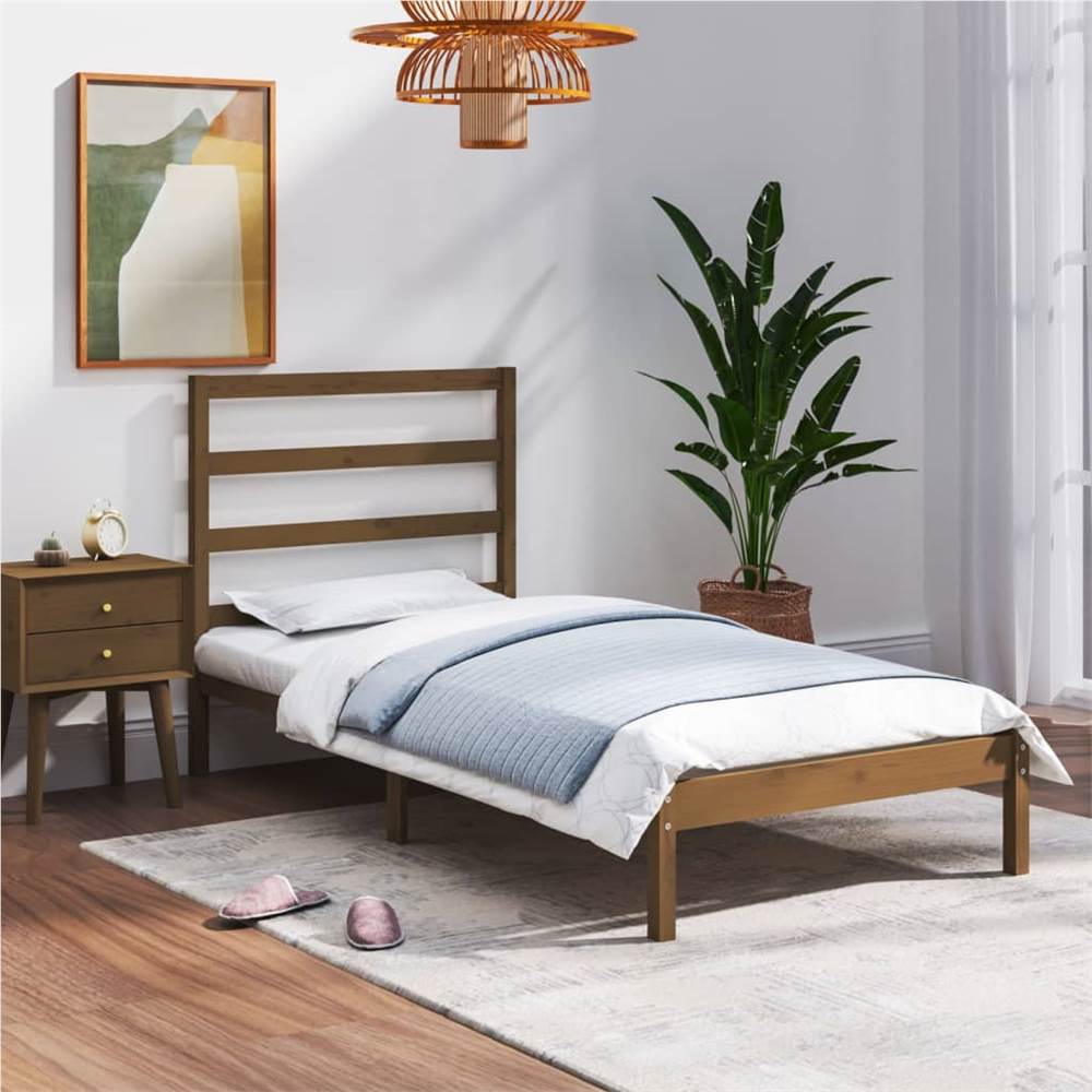 

Bed Frame Honey Brown Solid Wood 90x190 cm Single