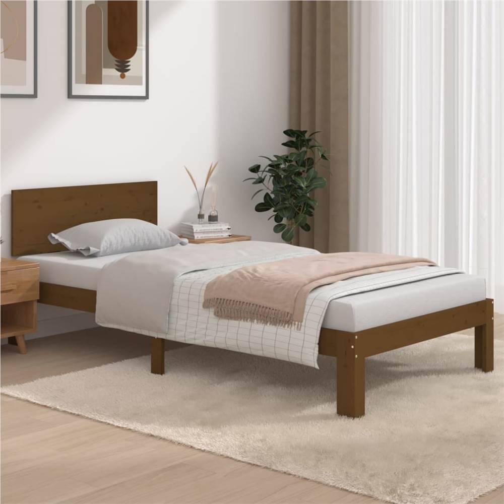 

Bed Frame Honey Brown Solid Wood 90x200 cm 3FT Single