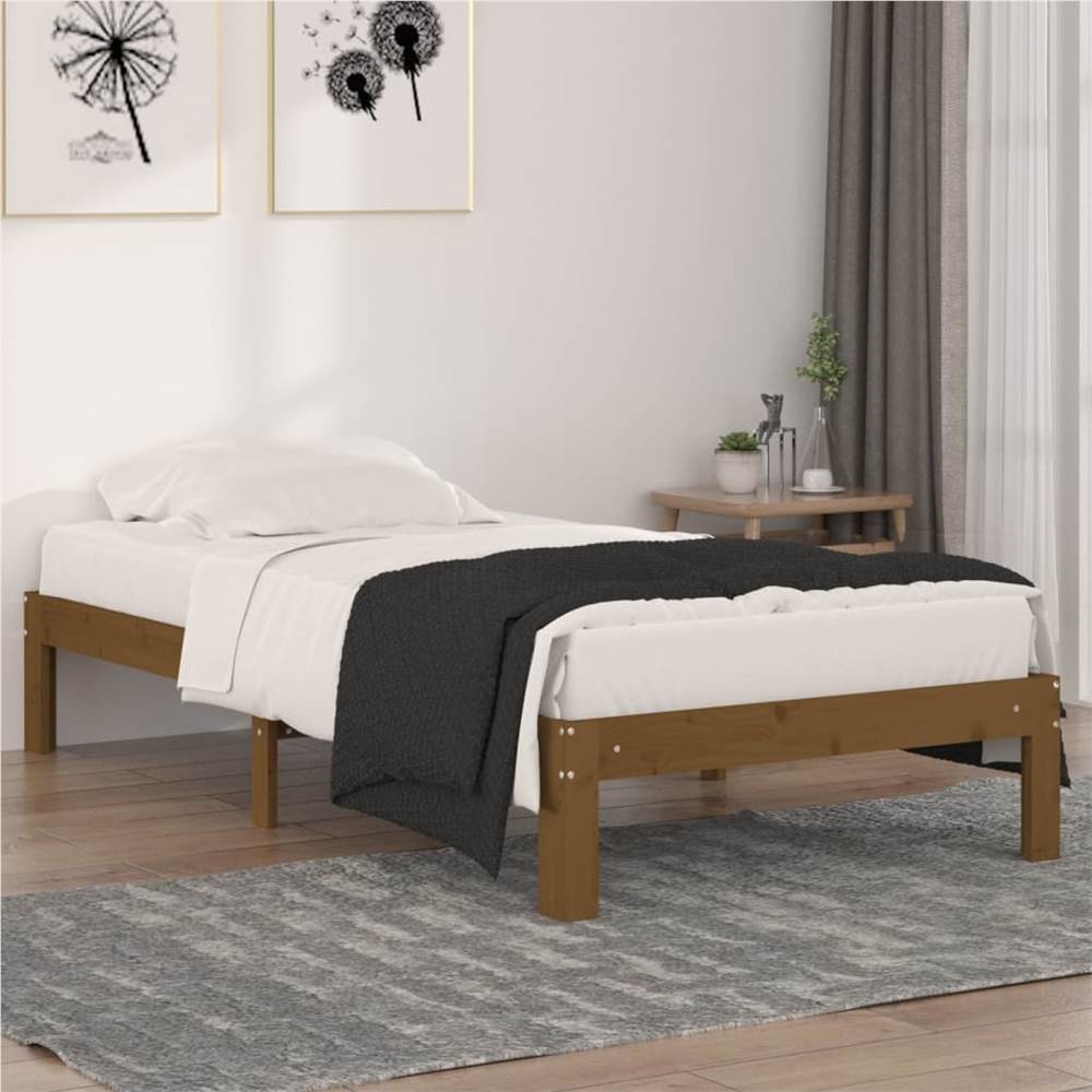 Bed Frame Honey Brown Solid Wood 90x200 cm 3FT Single