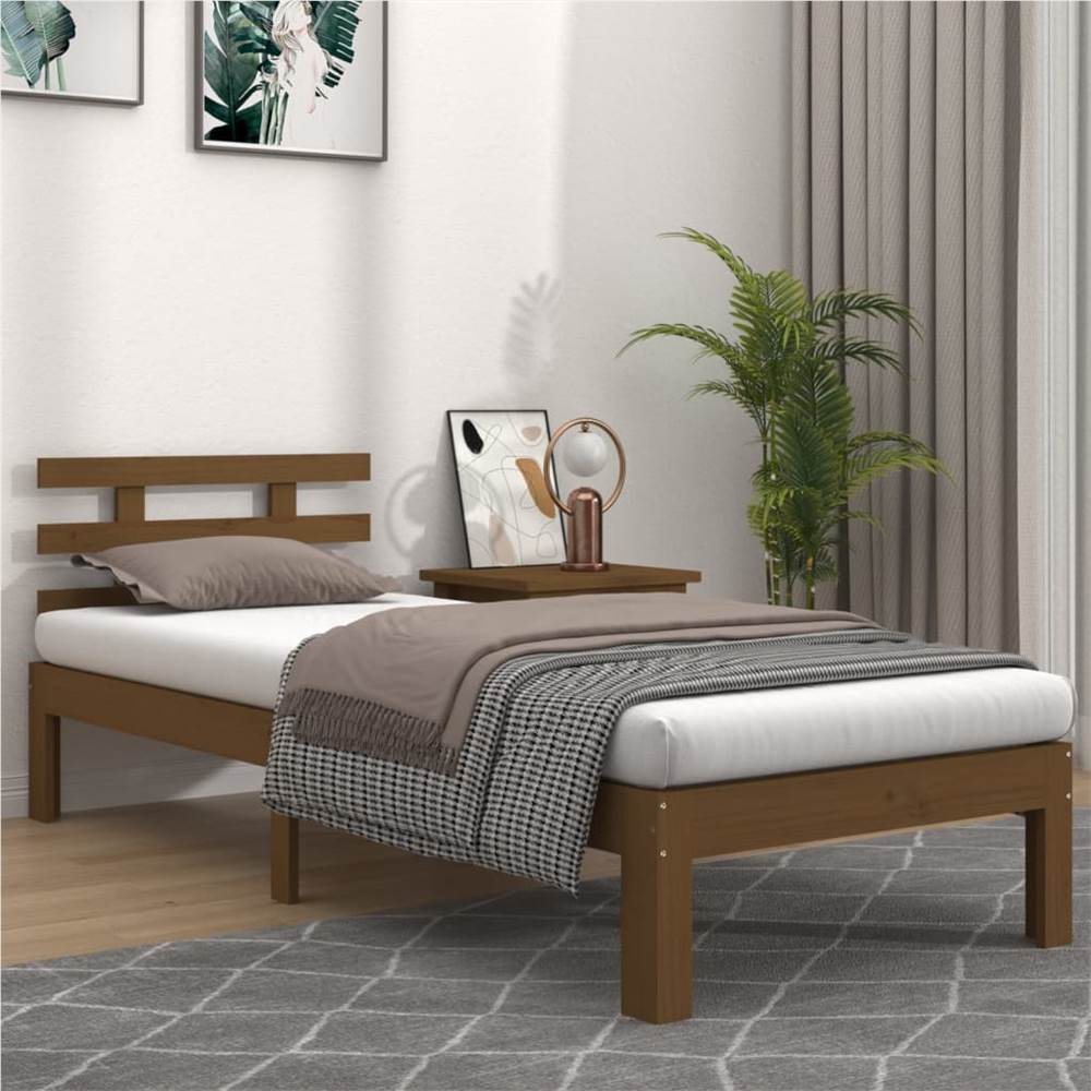 

Bed Frame Honey Brown Solid Wood 90x200 cm