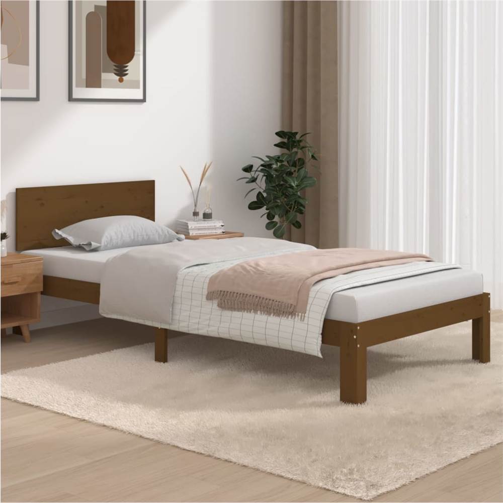 Bed Frame Honey Brown Solid Wood Pine 90x200 cm