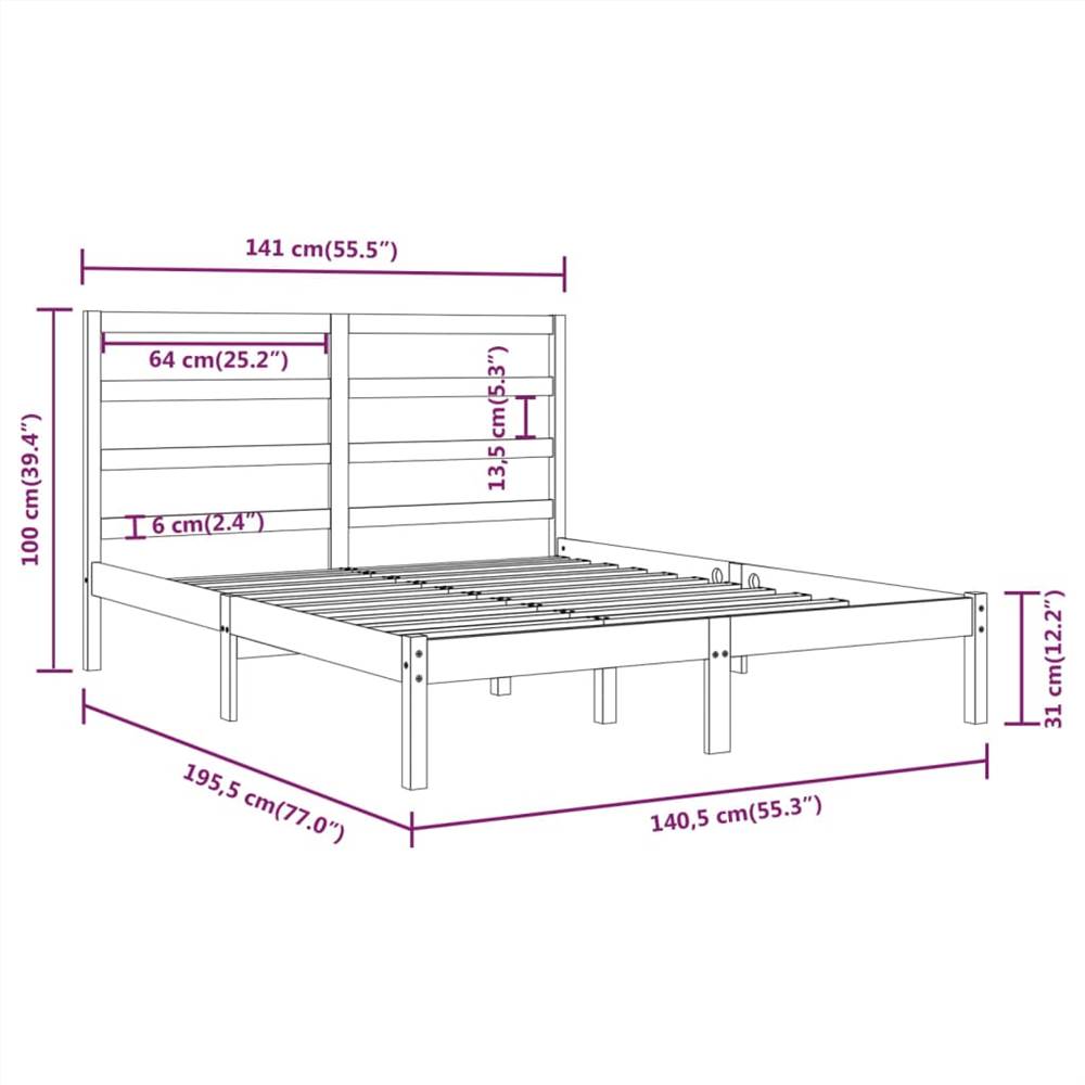Bed Frame Solid Wood 135x190 cm 4FT6 Double