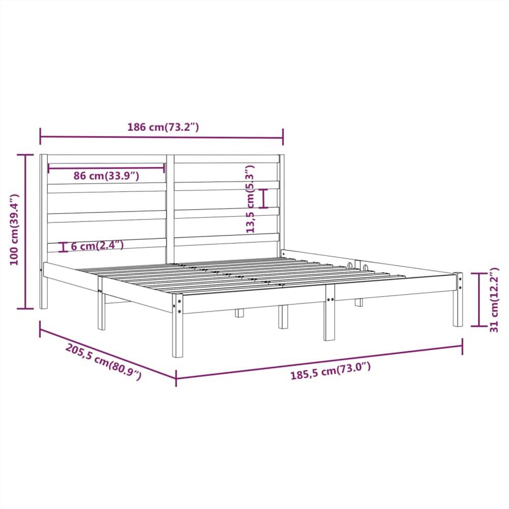 Bed Frame Solid Wood 180x200 cm 6FT Super King