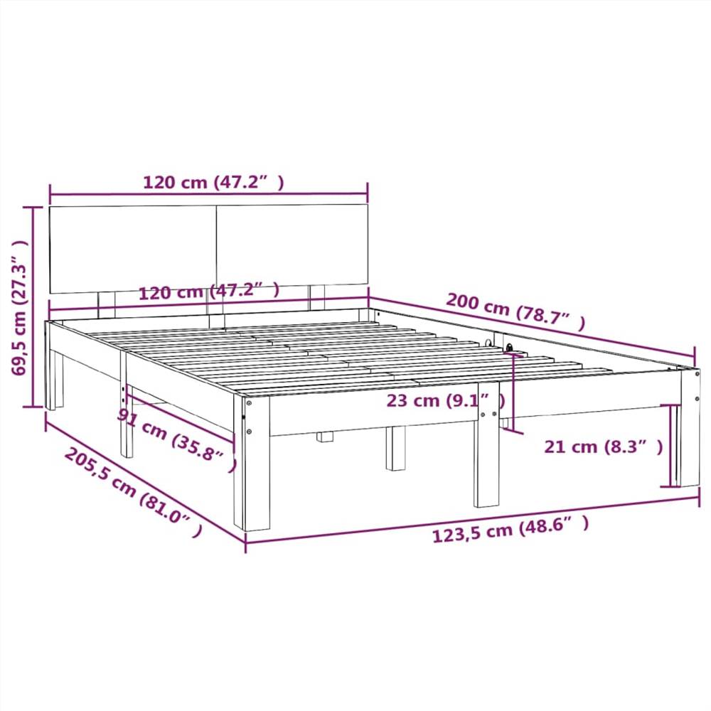 Bed Frame Solid Wood Pine 120x200 cm