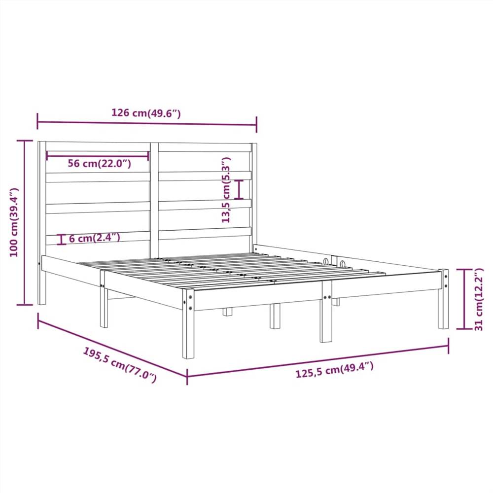 Bed Frame White Solid Wood 120x190 cm 4FT Small Double