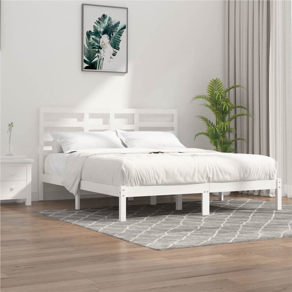 

Bed Frame White Solid Wood 180x200 cm 6FT Super King