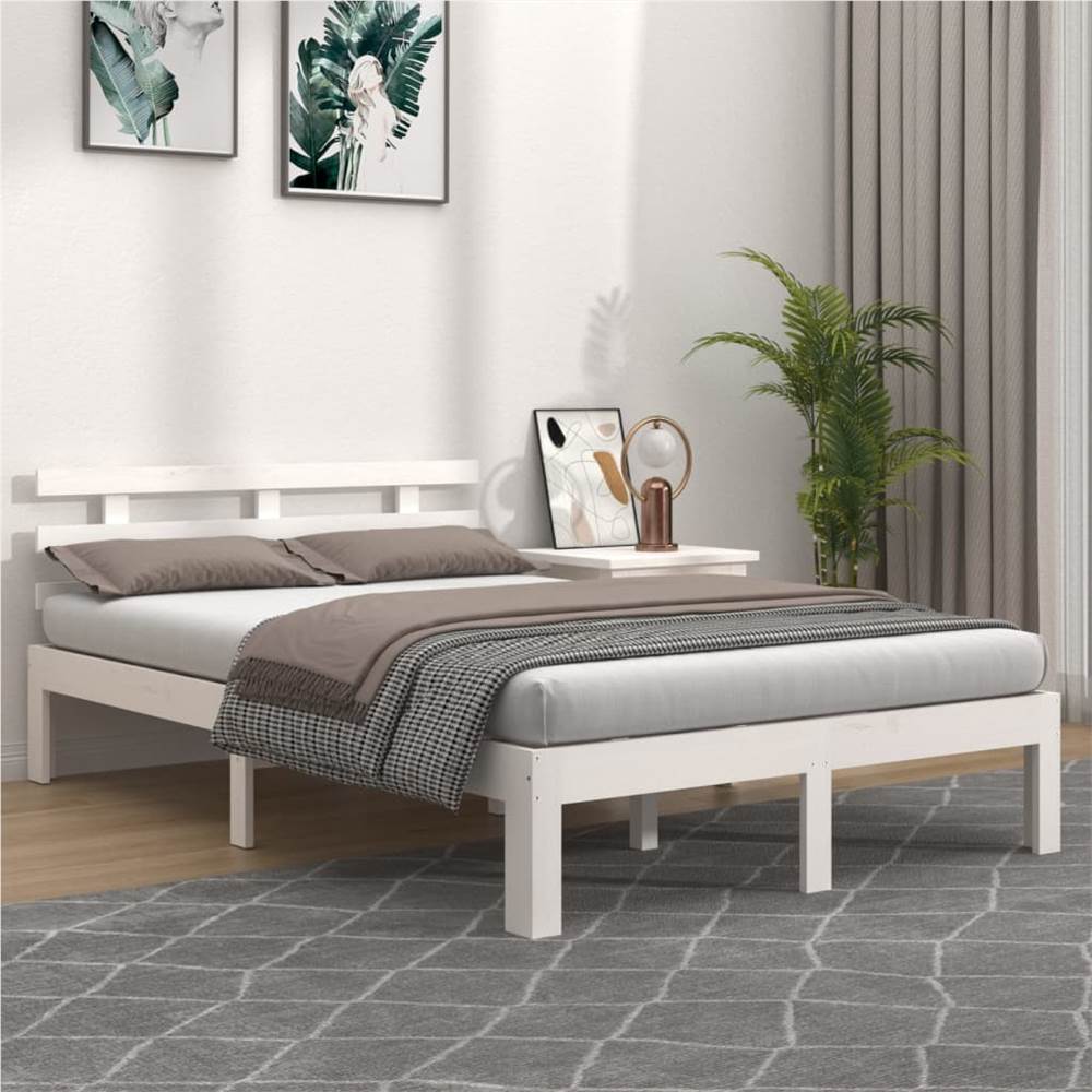 

Bed Frame White Solid Wood 200x200 cm