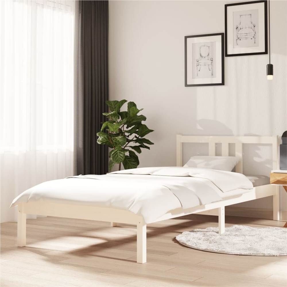 Bed Frame White Solid Wood 90x200 cm