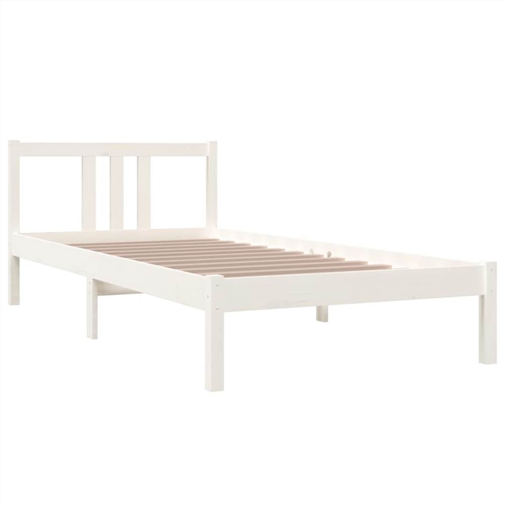 Bed Frame White Solid Wood 90x200 cm