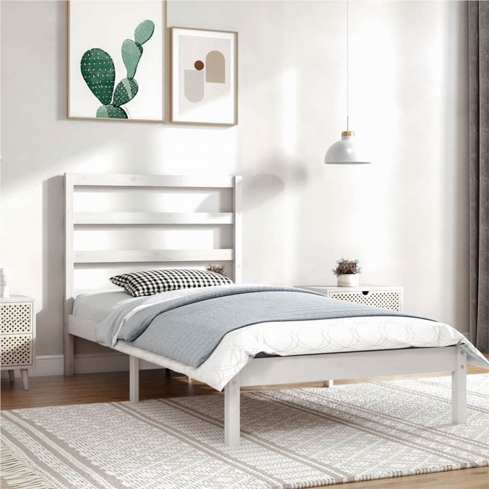 

Bed Frame White Solid Wood Pine 100x200 cm