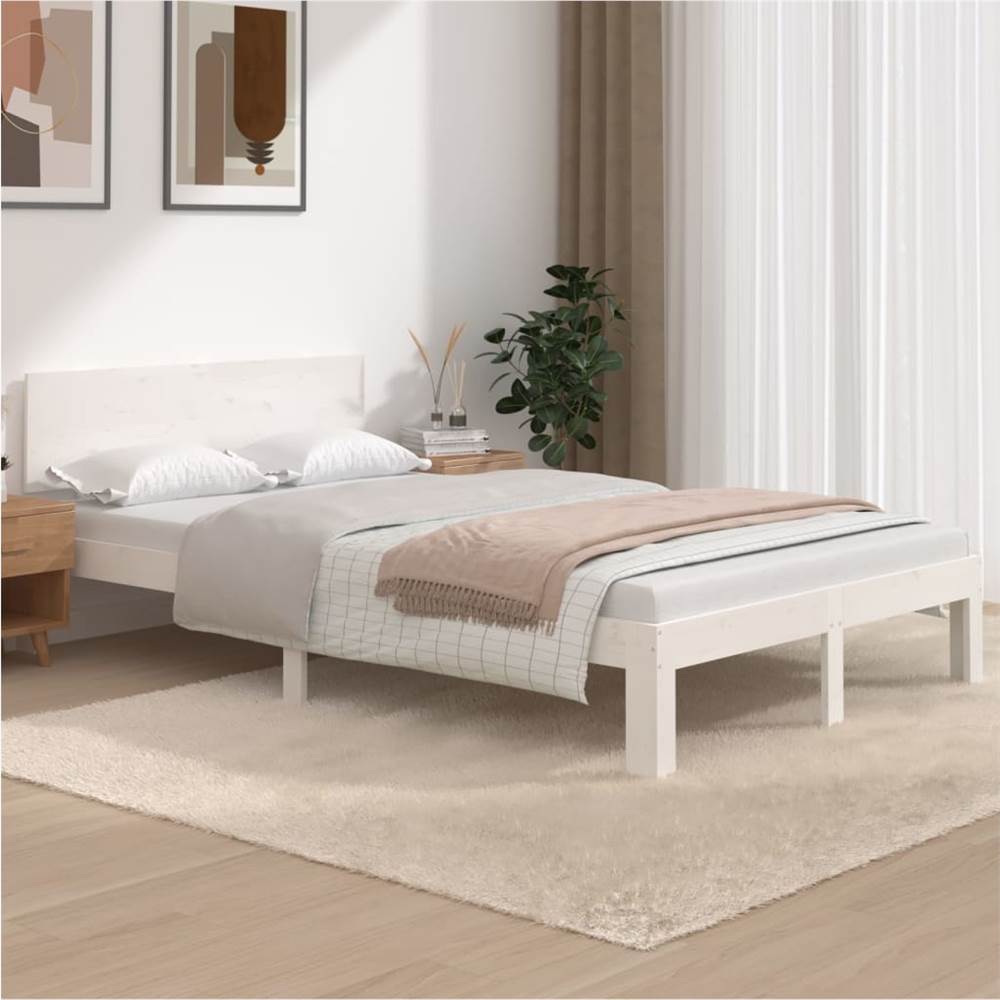 

Bed Frame White Solid Wood Pine 120x200 cm