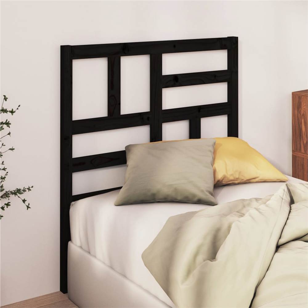 Bed Headboard Black 106x4x104 cm Solid Wood Pine