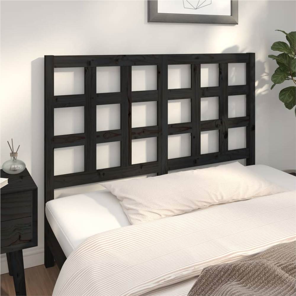 

Bed Headboard Black 140.5x4x100 cm Solid Wood Pine