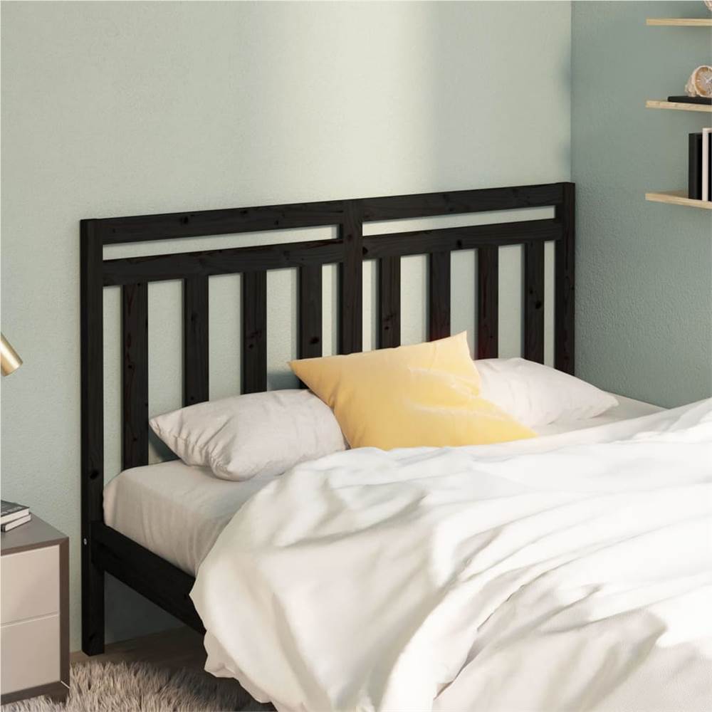 

Bed Headboard Black 141x4x100 cm Solid Wood Pine