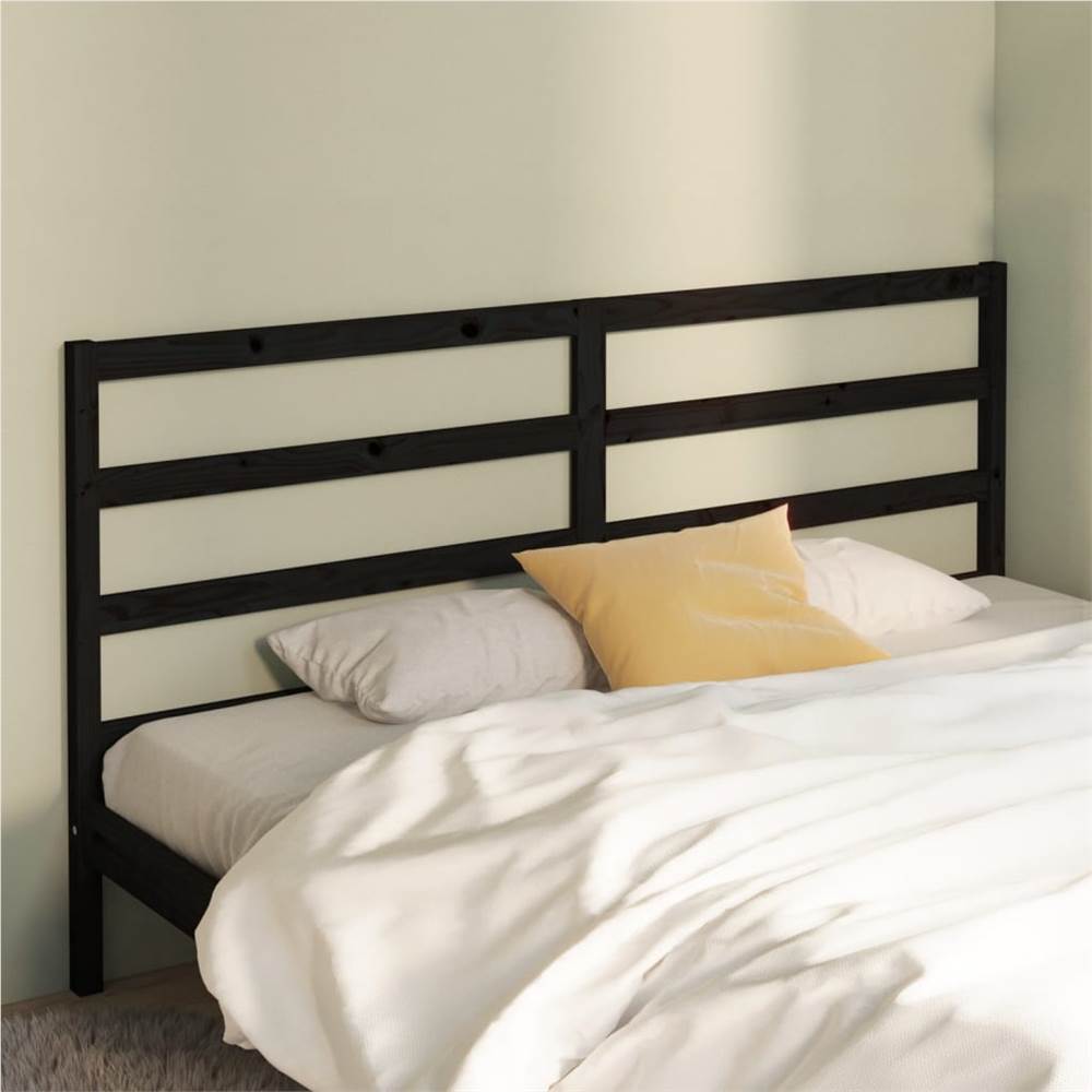 

Bed Headboard Black 206x4x100 cm Solid Wood Pine