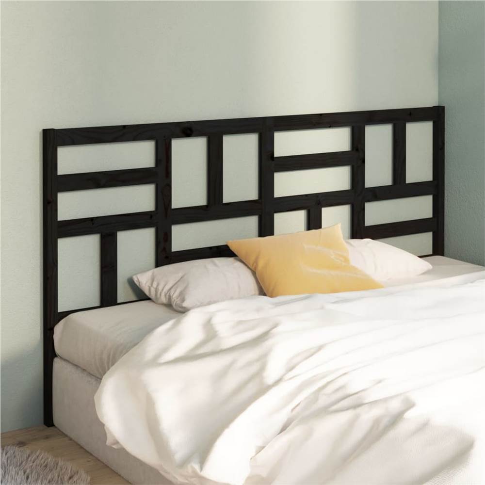 Bed Headboard Black 206x4x104 cm Solid Wood Pine