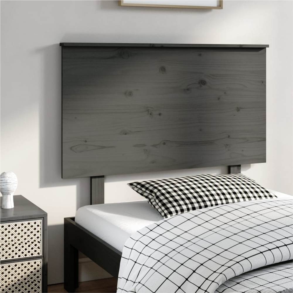 Bed Headboard Grey 104x6x82.5 cm Solid Wood Pine