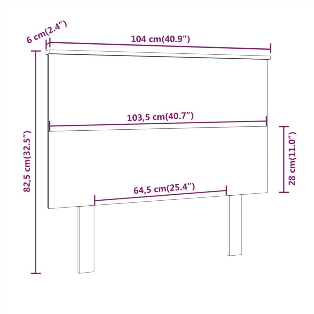 Bed Headboard Grey 104x6x82.5 cm Solid Wood Pine