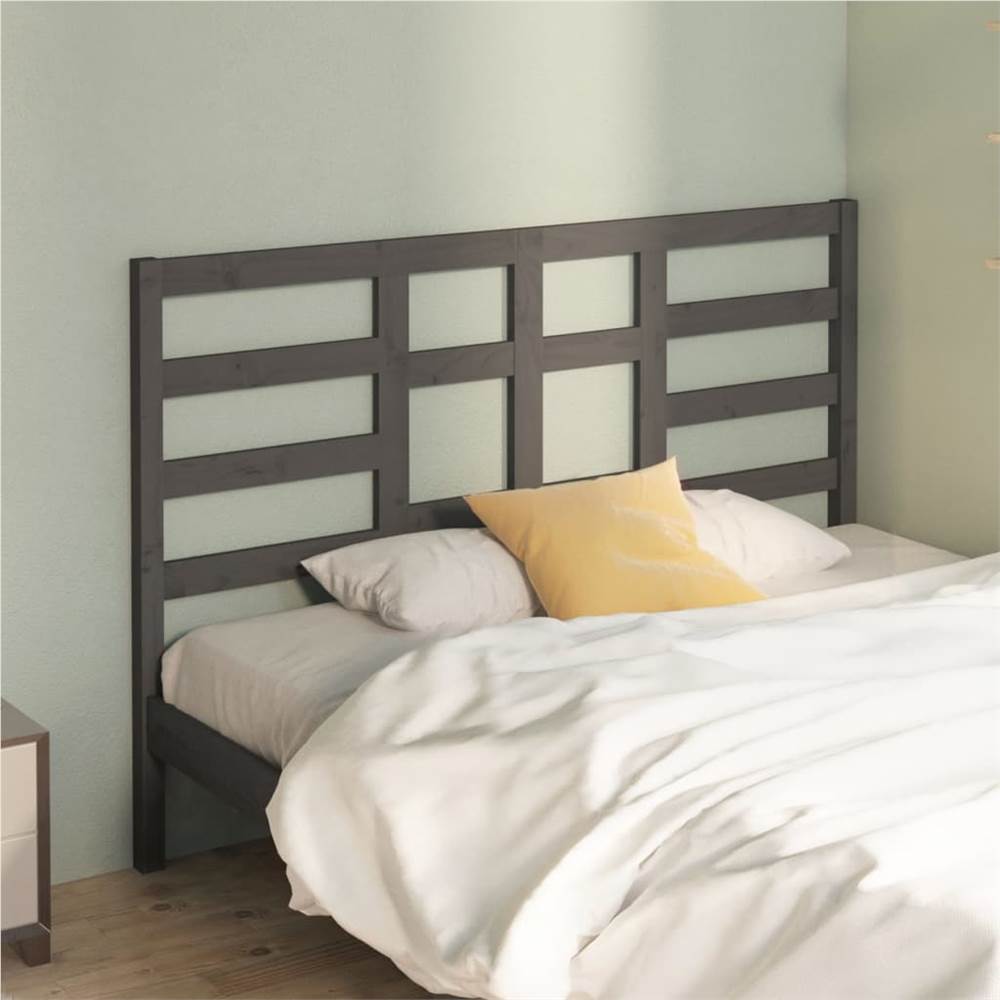 Bed Headboard Grey 141x4x104 cm Solid Wood Pine