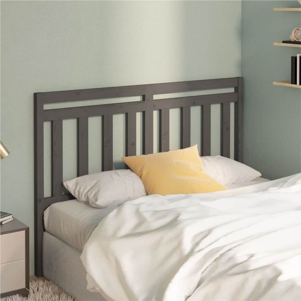 

Bed Headboard Grey 146x4x100 cm Solid Wood Pine