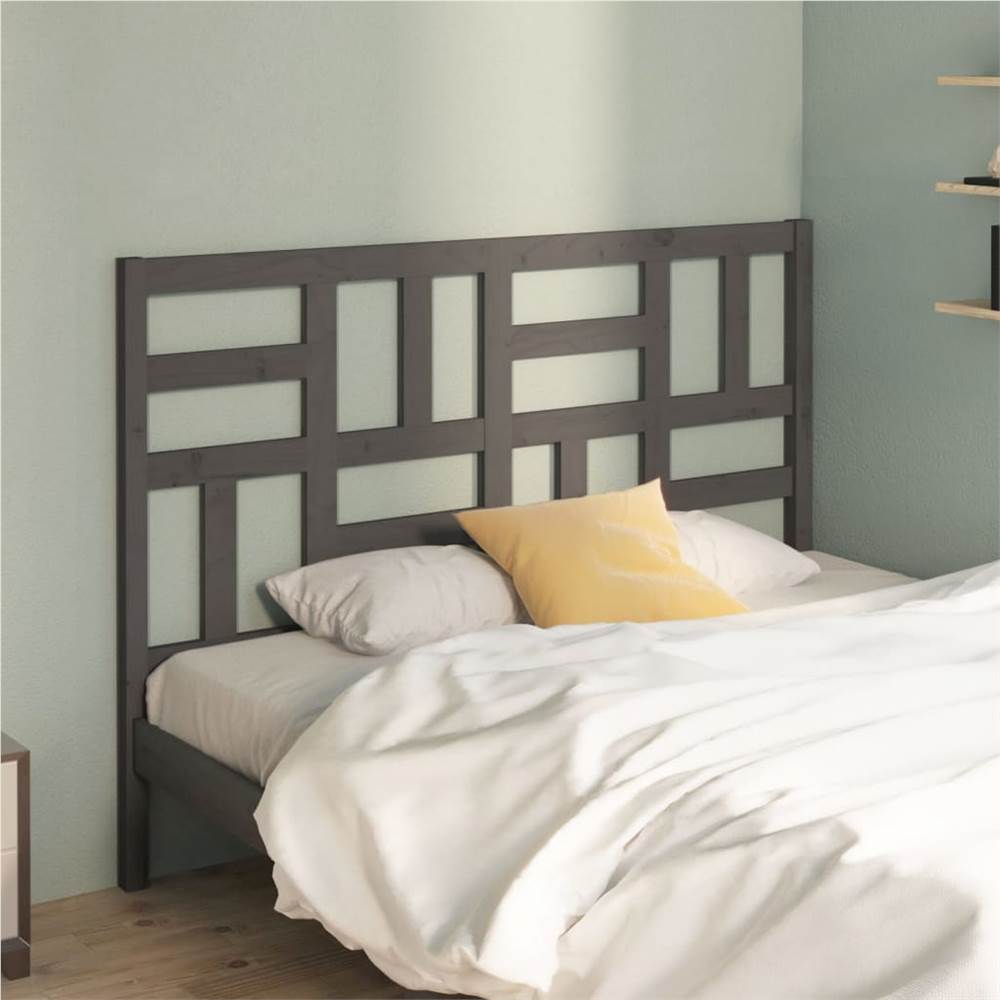 Bed Headboard Grey 166x4x104 cm Solid Wood Pine
