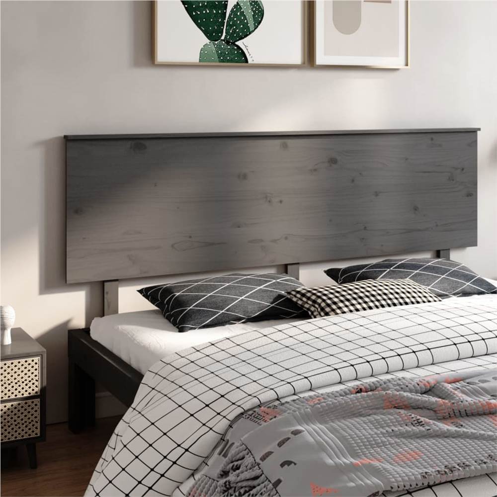 

Bed Headboard Grey 204x6x82.5 cm Solid Wood Pine