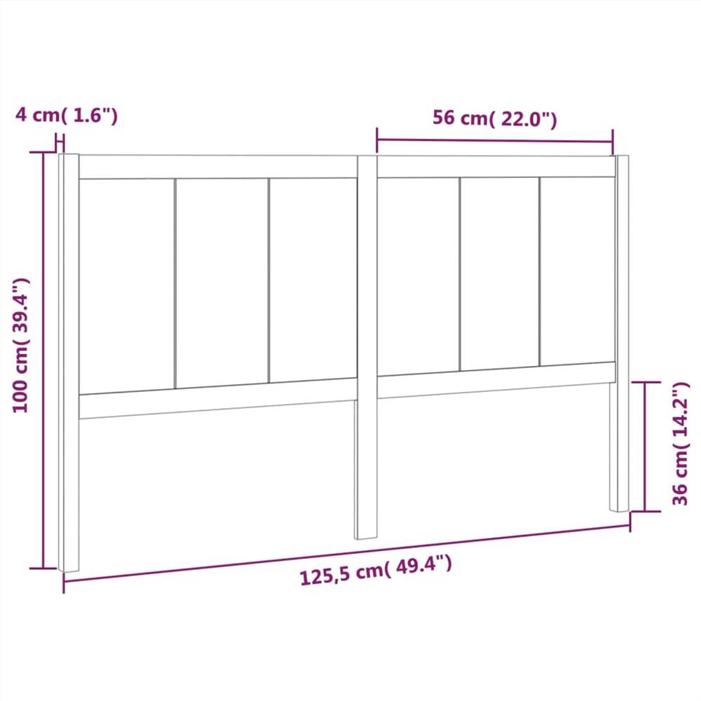 Bed Headboard White 125.5x4x100 cm Solid Pine Wood