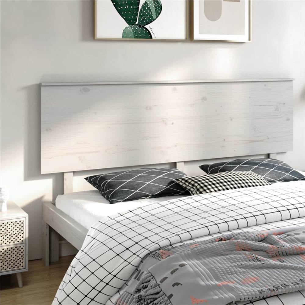 Bed Headboard White 204x6x82.5 cm Solid Wood Pine