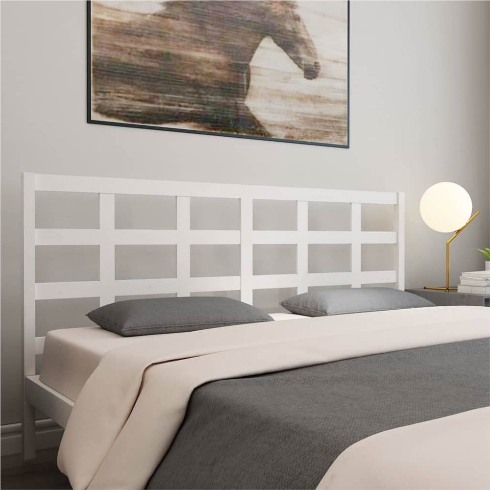 Bed Headboard White 205.5x4x100 cm Solid Wood Pine