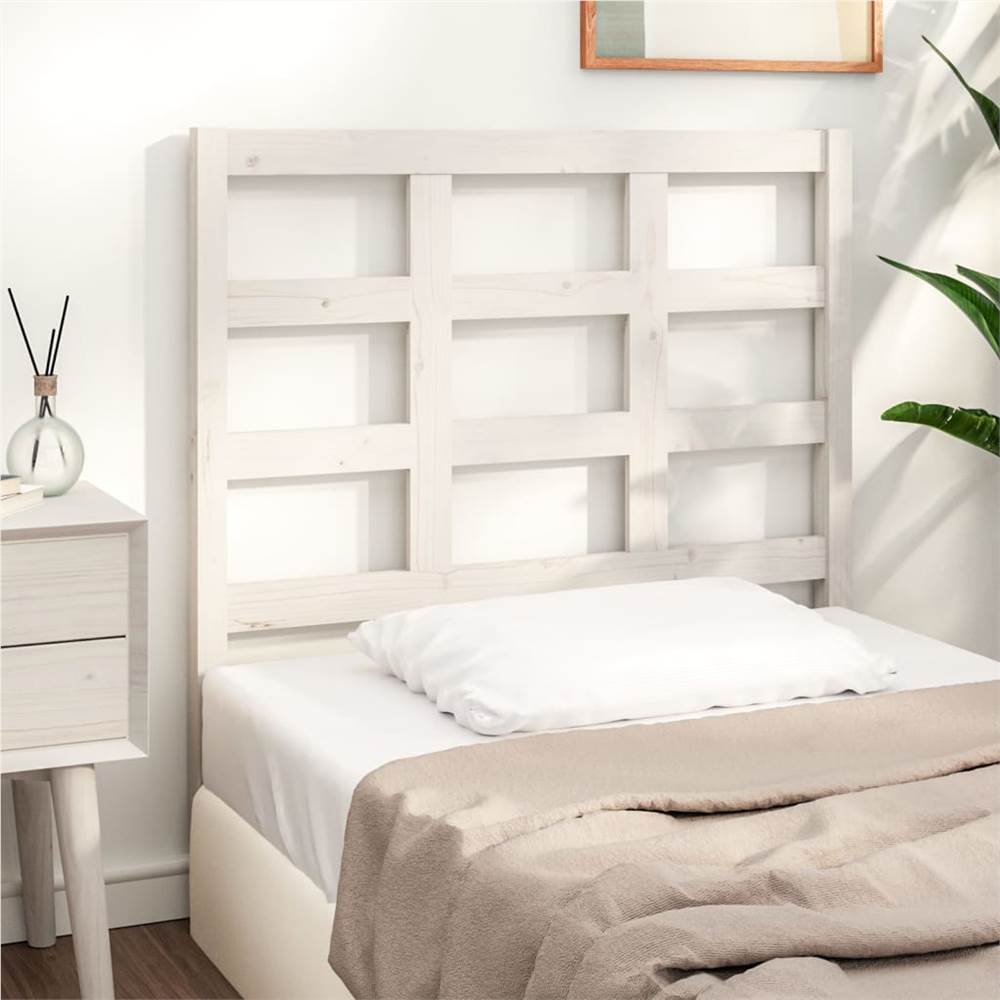 Bed Headboard White 95.5x4x100 cm Solid Wood Pine