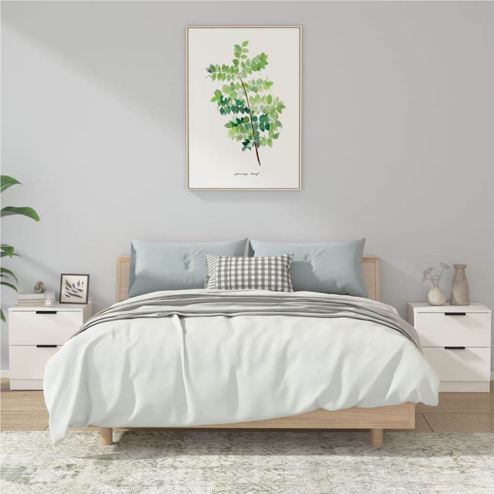 

Bedside Cabinets 2 pcs White Engineered Wood