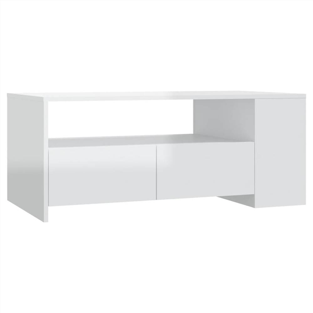 Coffee Table High Gloss White 102x55x42 cm Engineered Wood