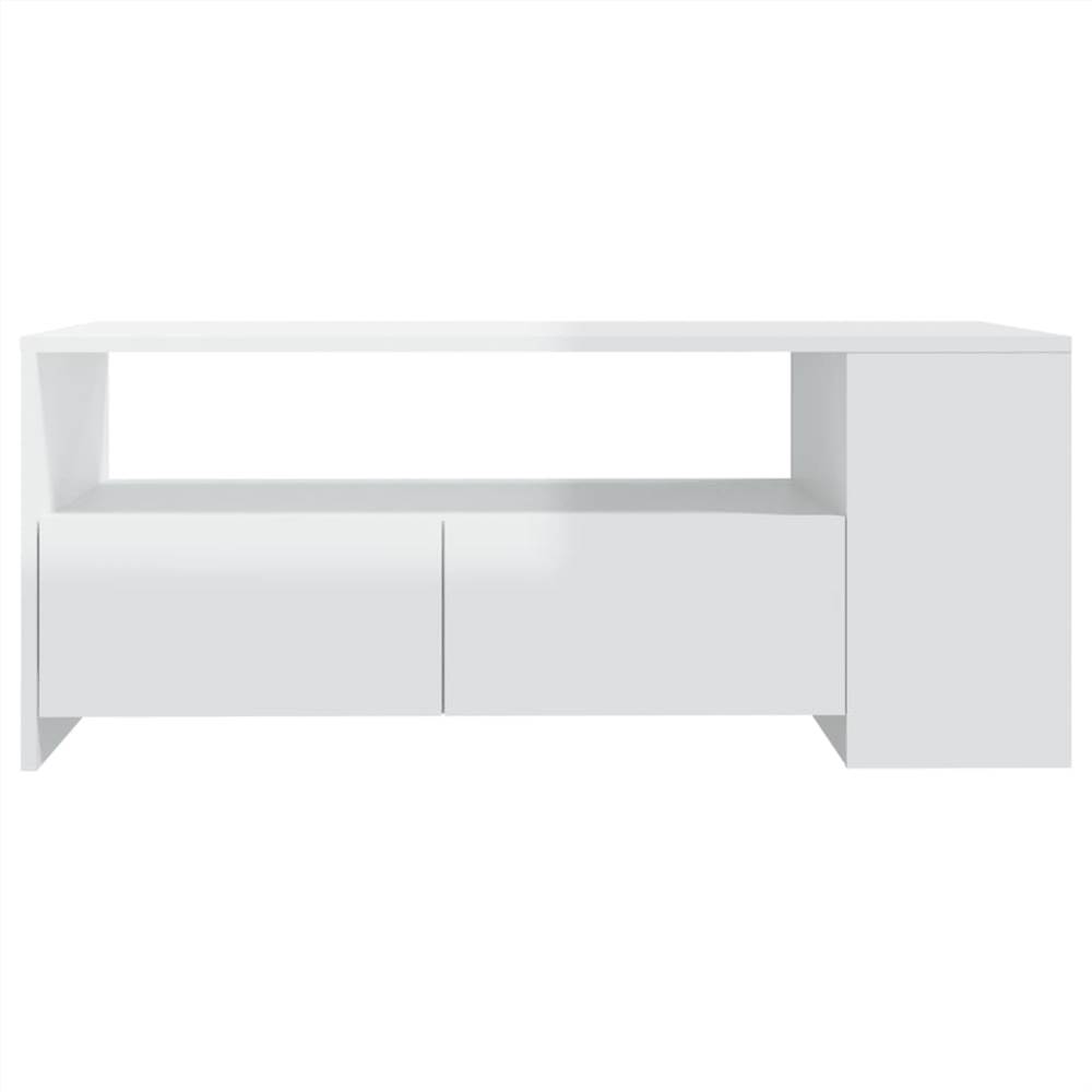 Coffee Table High Gloss White 102x55x42 cm Engineered Wood
