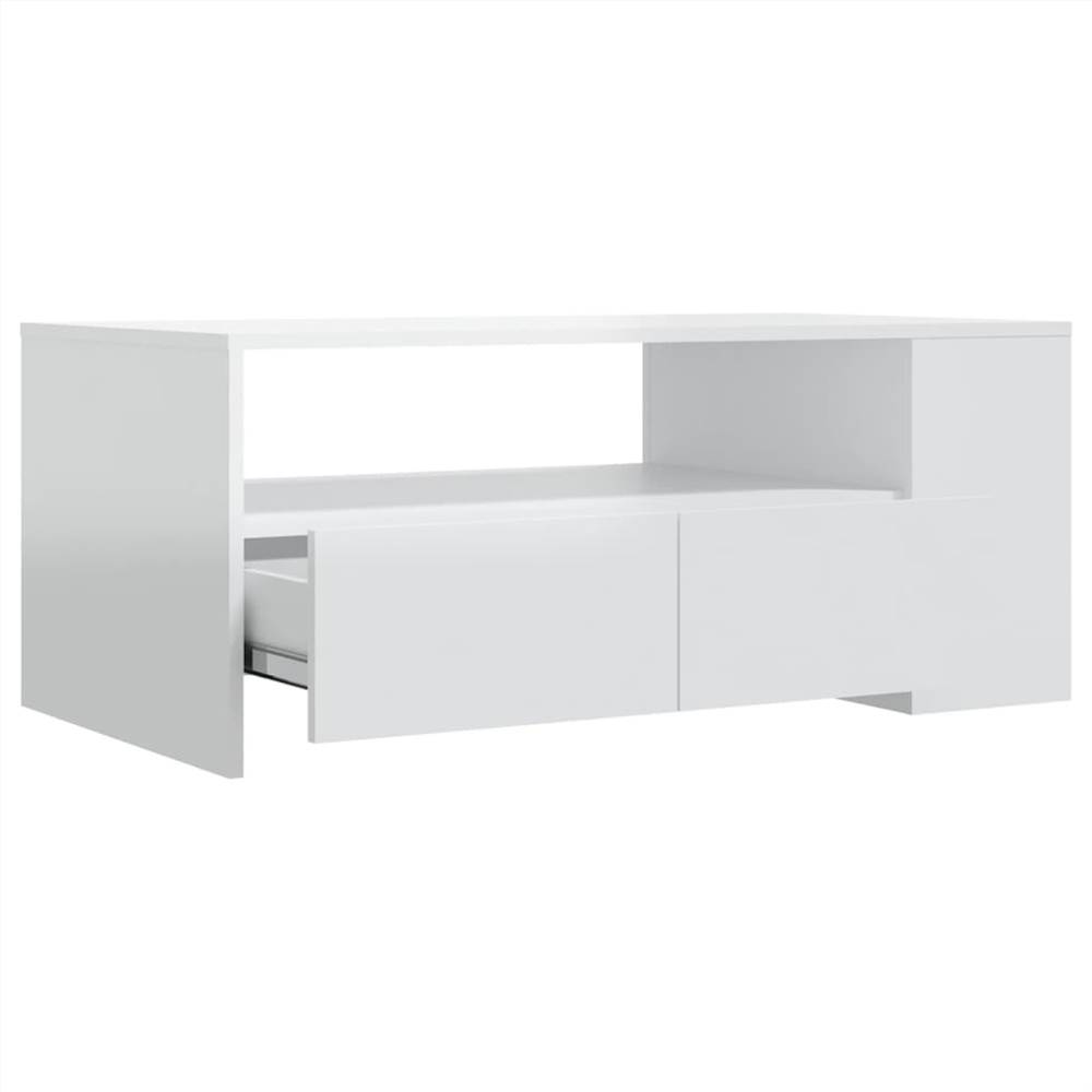 Coffee Table High Gloss White 102x55x42 cm Engineered Wood